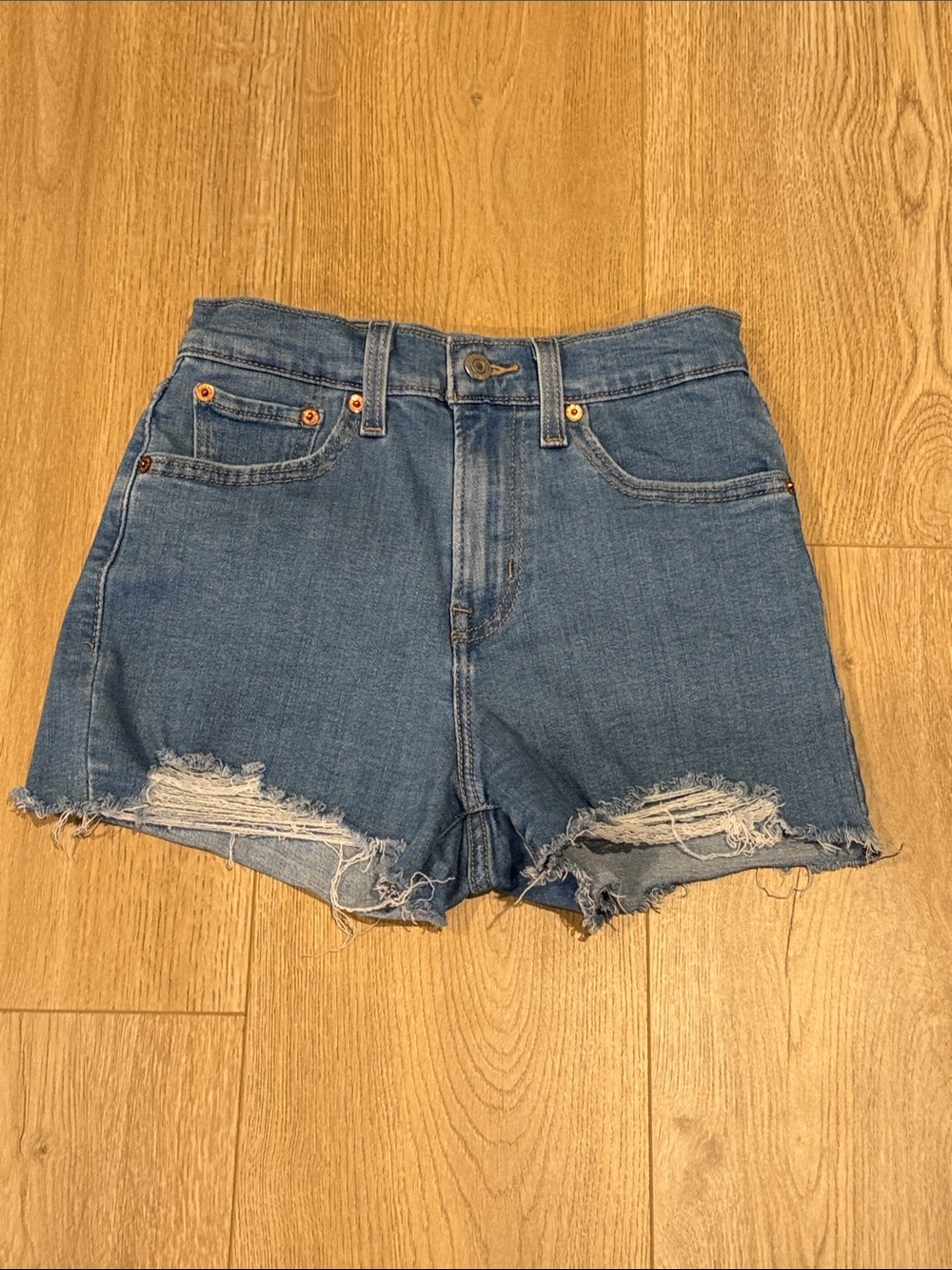 Levi's Shorts Jean High Rise Distressed Denim